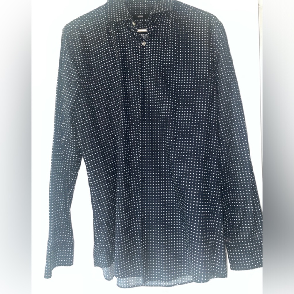 BOSS HUGO BOSS LONG SLEEVE SLIM FIT MENS SHIRT BLUE POLKA DOTS SZE 41/16 TURKEY